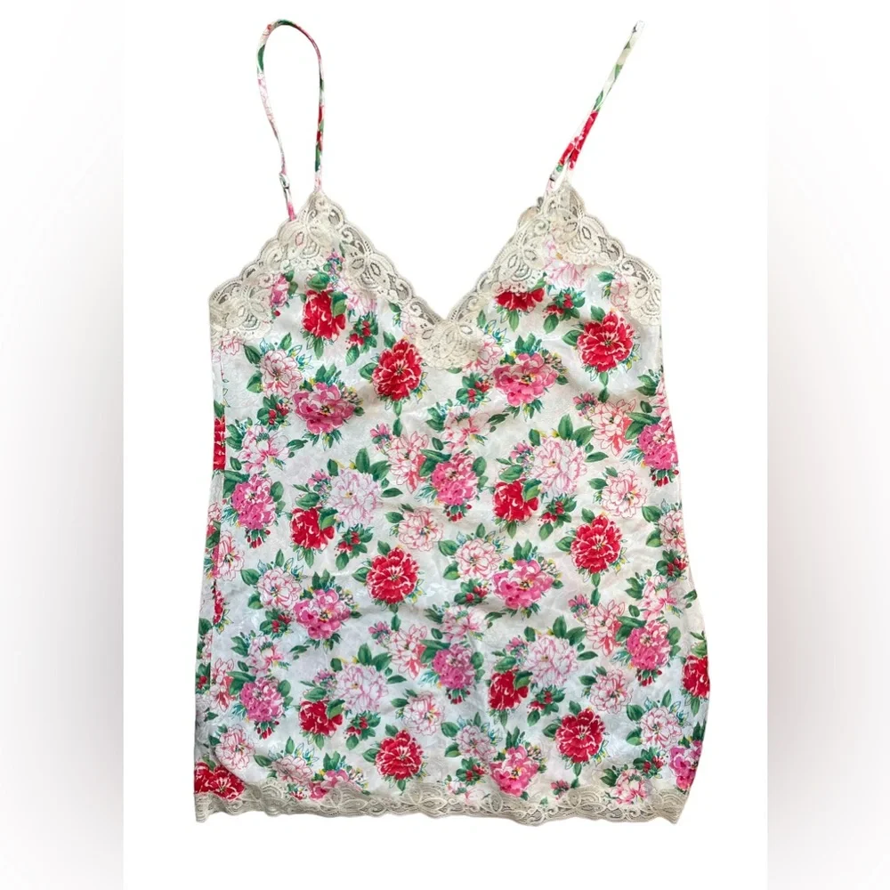 Vintage Victoria Secret‎ Night Gown Sleepwear Cami Large Floral Gold Label Lace